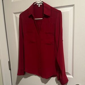 Express Deep Red Button Down Shirt